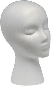 Foam Wig Head Female White 11.02inch Hat Glasses Wig Display Head Training Mannequin Heads for Makeup Tattoo Hairstyling, Mannequin , Stand