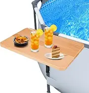 Above Ground Pool Bar, 16×10 Inch Heavy-Duty Wood Poolside Table, Swim Up Bar Frame Round & Oval Above Ground Pool Accessories for Drinks & Snacks Fits 2.3" or Less Supporting Rail