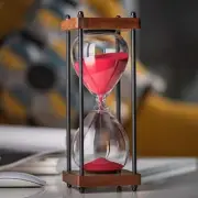 Large Hourglass Timer 60 Minute, Metal Sand Timer Sandglass Clock Red