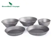 Titanium Single-Walled Bowls Lightweight Dish Plate Outdoor Camping Tableware