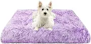 Patas Lague Soft Plush Large Dog Bed for Large Dogs 38''x26''x4'', Faux Fur Fluffy Pet Crate Mat Pet Cat Kennel Pad with Anti-Slip Bottom, Machine Washable Gradient Purple
