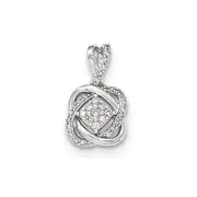14K White Gold Real Diamond Square Cluster Pendant