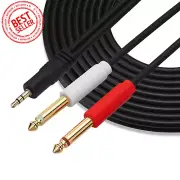 3.5Mm 1/8 Inch TRS to Dual 6.35Mm 1/4 Inch TS Mono Stereo Y-Cable Splitter Audio