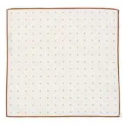 VANNUCCI Milano Handmade White-Brown Medallion Cotton Pocket Square NEW 32cm x 3