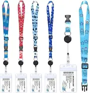 IONPSHG 5 Set Cruise Lanyards with Retractable Badge Reel Waterproof Adjustable ID Badge Holder, Cruise Lanyard for Ship Cards, Nautical Lanyard Set for Cruise Have Must Have Accessories