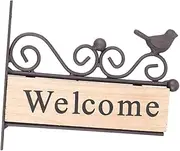 BESPORTBLE 1pc Iron Art Wooden Welcome Sign Board Rustic Hanging Pendant with Bird Pattern for Home and Garden Decoration Charming Door to Enhance Your Space
