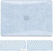 B BELK Compatible with MacBook Air 13 inch Case 2020, Glitter MacBook Air M1 Case 2022-2018 Models A2337 A2179 A1932, Sturdy Protective Laptop Hard Shell with 2 Keyboard Covers, Glitter Blue