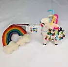 Vintage Llama Alpaca Plush 7" tall Ornament - Free Standing - Mirror Hang Etc