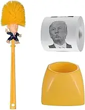 Novelty Toilet Brush with Long Handle and Amusing Figurine Design, Yellow (Toilet Brush with Bow and Paper Roll)