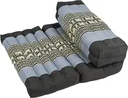 Kapok Dreams GABUR ™ Foldable Meditation Cushion, 100% Kapok Zafu/Zabuton, Thai Design Blue Elephants