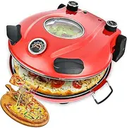 1200W Electric Pizza Maker, Indoor Portable Pizza Oven, 50-420℃ Temperature Control, Double-Sided Heating, Non-Stick Coating, for Pizzas/Nachos/Fajitas/Omelettes red