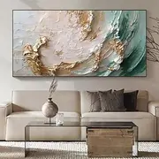 Handmade Oil Painting Canvas Wall Art Decoration Modern Abstract Thick Oil Golden Ocean Waves for Living Room Home Decor Stretched Frame Hanging Painting/Roll