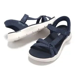 Skechers 涼鞋 Go Walk Flex Sandal-ILLUMINATE Slip-Ins 女鞋 藍白 避震 涼拖鞋 141481NVY