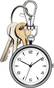 [Generic] Key Chain Watch, Classic Pocket Timepiece, Key Chain Clip Watch, Silent Movement, Portable and Light Weight, 4cm, for Backpack, School, Home, Outdoor Use
