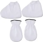 [DINHEAROM] 4Pcs Paraffin Wax Gloves and Booties for Hand Foot Care Treatment Spa Moisturizing Covers for Softening Skin for Home Salon and Massage Therapy