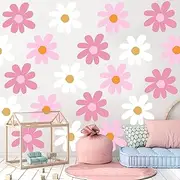 12 Sheets Daisy Wall Decals - Large Flower Stickers for Nursery, Bedroom, Living Room Decor - Peel and Stick Classic Color