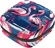 Period Bag,Sanitary Napkin Storage Bag,Flamingo Stripes Pink Flowers,Tampon Holder for Purse