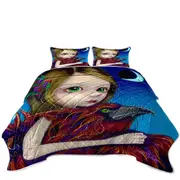 Beautiful Young Big Eyed Maiden and Phoenix Moon Coverlet