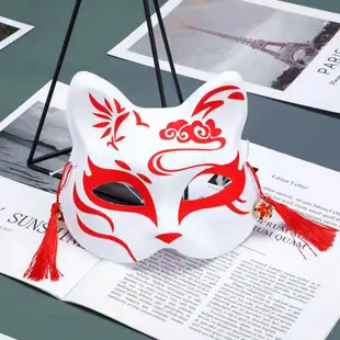 日式半臉貓面具狐狸面具PVC面具cosplay舞會面具寫真面具火花大會
