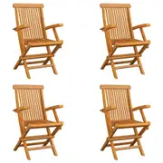 Folding Garden Chairs 4 pcs Solid Teak Wood vidaXL