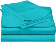Astroo Linen Luxurious King/California King Size Waterbed Sheet Set 4 Piece Attached with Fitted Sheet 100% Cotton 800 Thread Count 12 Inch Deep Pocket (Turquoise Solid, King/California King)