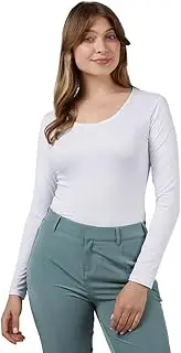 [32 Degrees] Heat Women's Lightweight Scoop Baselayer Top, White, Medium