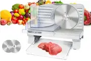 Advwin Electric Food Meat Slicer, 200/250W Food Processor for Deli Fruit Bread Vegetable Adjustable Thickness