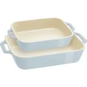 STAUB Stoneware Gratins Ceramic 2-pc Rectangular Baking Dish Set-Macaron Past...