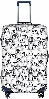 [Pvinnk] Cute Penguins Sketch Print Protective Luggage Cover Elastic Washable Suitcase Protector Travel Gear Protector, White, Large