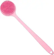 Silicone Back Scrubber for Shower, Double Sided Shower Brush for Shower Exfoliating and Massage, Body Bath Brush with Long Handle, Long Handle Back Scrubber for Men and Women, Exfoliation Brush (PK)