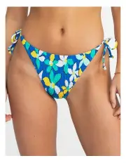[Roxy] Sunny Days Floral Tie Side High Leg Cheeky Bikini Bottom in Blue