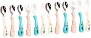 HAKIDZEL 6 Sets Feeder Spoons Forks Toddler Fork Spoon Set Utensils Easy Cleaning Storage