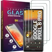 3-Pack Front Tempered Glass Screen Protector For Google Pixel 8 Pro