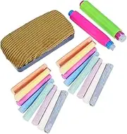 Generic 1Set Dustless Colored Chalk and Eraser Set with Sticks White Color for Teachers Students and Artists Non Staining Easy to Use Includes Chalk Holders and Erasers