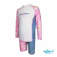 在飛比找momo購物網優惠-【Aquasport】粉紅甜心兒童游泳防曬長袖套裝(游泳/泳
