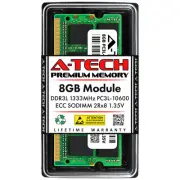 A-Tech 8GB PC3-10600 DDR3 1333 MHz 1.35V ECC SODIMM Unbuffered Server Memory RAM