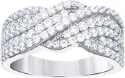 [JewelryWeb] 925 Sterling Silver Womens CZ Simulated Diamond Twisted Fashion Ring 8.6mm Long Size 9 Band Style-Ring for Women