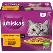 Whiskas Favourites Adult Chicken in Jelly Wet Cat Food 12x85g 12x185g
