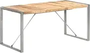 vidaXL Rectangular Dining Table with Solid Mango Wood Top - Industrial Style, Brown and Grey, 160x80x75 cm