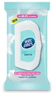 Wet Ones Antibacterial Be Gentle 40 Wipes
