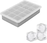 Tovolo Perfect Cube Ice Tray (Charcoal) -Stackable & Reusable Silicone Molds for Whiskey, Cocktails, Set of 1 with Lid, Oyster Gray