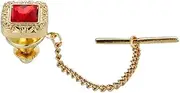 [SPOWDS] Tie clip， Tie clip Square Pattern Rhinestone Tie Fixed Pin Chain Palace Style Small Collar Buckle Wedding Dress Brooch tie clips