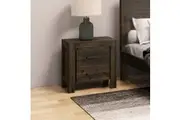 Bedside Table 2 drawers Night Stand Solid Wood Acacia Storage in Chocolate Colour