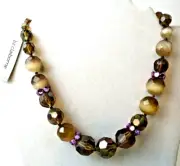 1976 Vintage Liz Claiborne Faceted Lucite Bead & Purple Rhinestone Necklace NWT