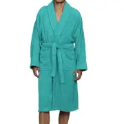 Unisex Casual, Contemporary, Modern, Traditional Bath Robe, Teal, Medium US