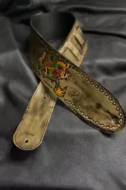 leather guitar strap custom made all by hand 4" Dragon Strap custom