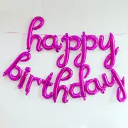 Hot Pink 'happy birthday' Script Foil Balloon Banner