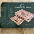 Bamboo Cheese Board & Knife Set Wood Charcuterie Platter, & Serving Tray Xmas