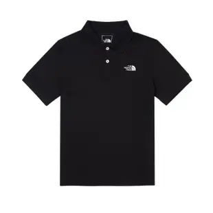 【The North Face 官方旗艦】北面男款黑色品牌LOGO舒適立領短袖POLO衫｜87UXJK3