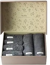 Hospitality Gift Gray (Wellis Sustainable Cotton Face Towels Set of 4 Wash Towels, Gift Gray)